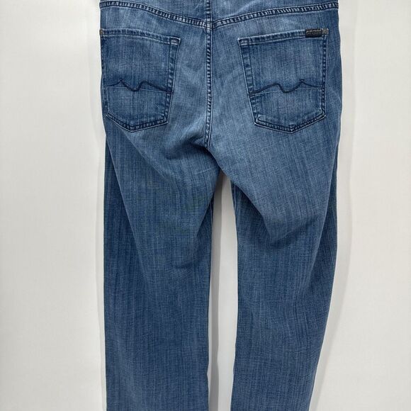 7 For All Mankind Relaxed Zip Fly Straight Leg Size 34 Blue Jeans Mens - Picture 6 of 12